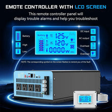 Load image into Gallery viewer, 2500W/3000W/4000W Power Inverter Pure Sine Wave DC 12V To AC 110V 120V with Remote Control and USB LCD Display For Vehicles RV
