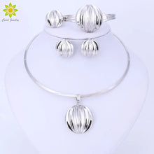 Load image into Gallery viewer, Dubai Jewelry Set Ball Pendant Necklace Earrings Bracelet Ring Silver Color Jewelry Set Women's Wedding Accessories
