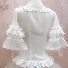 Load image into Gallery viewer, New Half Flare Sleeve Women's White Blouse Sweet Square Collar Button Down Shirt by Yiliya

