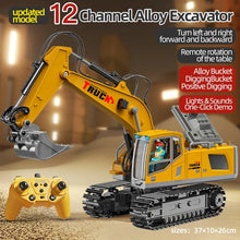 Load image into Gallery viewer, Alloy Remote Control Excavator Toy Car with Lights Sound Effect Electric Excavator Automobile Engineering Vehicle Children Gifts
