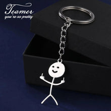 Load image into Gallery viewer, Teamer Funny Middle Finger Stickman Keychain 2025 Cute Trend School Bag Car Key Pendant Couple New Trinket Gift Keyring
