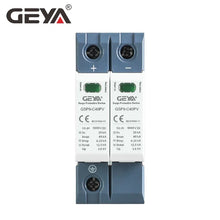Load image into Gallery viewer, GEYA GSP9 Photovoltaic DC SPD 2P 600V 1000V 20KA~40KA Surge Protector Protective Device Lightning Protection Din Rail T1+T2
