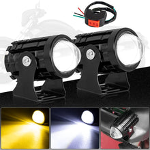 将图片加载到图库查看器，With Switch 2pc Super Bright Motorcycle LED Explorer Headlight Projector Fisheye Len LED Moto Fog Auxiliary Motorcycle Headlight
