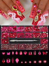 Load image into Gallery viewer, 21 Grid Nail Art Rhinestone Set - Multi-Style Flat Bottom Glass Diamonds
