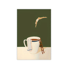 Load image into Gallery viewer, Retro Coffee Diving Poster Canvas Wall Art | Good Morning Coffee Print
