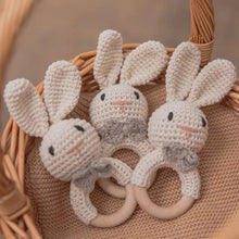 将图片加载到图库查看器，Baby Crochet Rattle Wooden Teether Toy BPA Free
