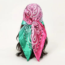 Load image into Gallery viewer, Satin Square Scarf – Elegant 2025 Print Hijab, Shawl &amp; Hair Wrap
