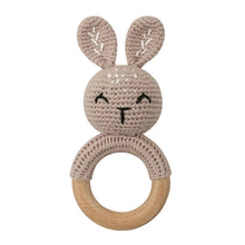 Load image into Gallery viewer, BPA Free Baby Wooden Teether Crochet Rattle Toy for Newborns
