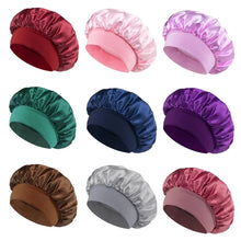 Load image into Gallery viewer, Women’s Satin Sleep Bonnet – Silk Hair Bonnet Wide Band
