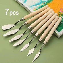 Load image into Gallery viewer, 7Pcs Stainless Steel Palette Knife Set - Mixing, Scraping, and Painting Tools for Artists
