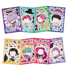 将图片加载到图库查看器，8Sheets Children DIY Puzzle Sticker Games K-POP DEMON HUNTERS Make A Face Funny Assemble Jigsaw Stickers Kids Educational Toys
