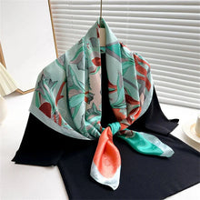 Load image into Gallery viewer, 90x90cm Square Silk-Feel Scarf – Luxury Women’s Shawl &amp; Head Wrap
