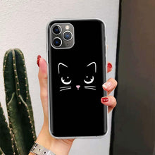 将图片加载到图库查看器，Black Cat Cartoon Cute For Iphone 11 13 14 Pro Max 12 Mini Phone Case X Xs Xr 6 6s 8 7 Plus Se 5 5s Cover Cute Funny Aesthetic Cat Design Pattern Silicone Soft Phone Case
