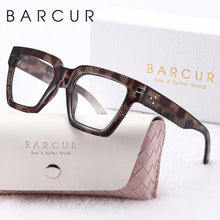 将图片加载到图库查看器，BARCUR Large Fashionable Frame Pink Reading Glasses for Women – Stylish Square Thick Frame Eyewear with Multi-Degree Options for Men &amp; Women – Lightweight Blue Light Blocking Computer Glasses with White Gift Box for Home Office &amp; Study
