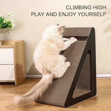 Load image into Gallery viewer, 2-in-1 Cat Scratcher Triangle Toy with Spinning Balls – Sturdy Corrugated Cardboard Anti-Scratch Board for Stress Relief &amp; Indoor Play
