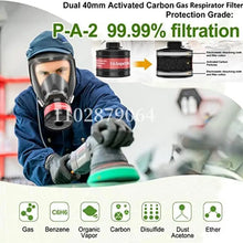 Load image into Gallery viewer, Full face respirator - mask with 40 mm gas filter canister for industrial gases, chemical, polishing, welding, spraying Gas mask
