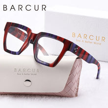 将图片加载到图库查看器，BARCUR Large Fashionable Frame Pink Reading Glasses for Women – Stylish Square Thick Frame Eyewear with Multi-Degree Options for Men &amp; Women – Lightweight Blue Light Blocking Computer Glasses with White Gift Box for Home Office &amp; Study

