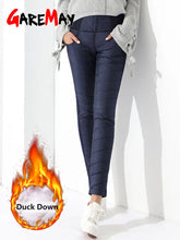 Load image into Gallery viewer, GareMay Winter Pants Women Duck Down Velvet High Waist Skinny Warm Formal Pants Warmed Women's Female Black Work Trousers Women
