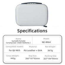Load image into Gallery viewer, Portable Travel Bag Case For DJI NEO Fly More Combo Drone Accessories Carrying Case PU Leather Storage Waterproof Box For RC N3
