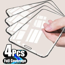 将图片加载到图库查看器，4Pcs Full Cover Screen Protector For iPhone 14 11 12 13 Pro Max Protective Glass For iPhone X XR XS Max 6 7 8 Plus Tempered Film Screen Protector Tempered Glass Compatible With iPhone
