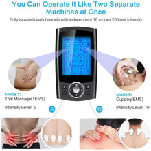 Load image into Gallery viewer, TENS Unit 24 Modes EMS Muscle Stimulator for Pain Relief Rechargeable TENS Machine Massage Physical therapy 10 electrode Pads
