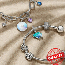 Load image into Gallery viewer, Sparkling Star Mini Dangle Charm - 925 Sterling Silver Green Heart Charm for Me Bracelet, Zircon &amp; Crystal Accent, Customizable Girl Party Jewelry
