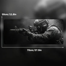 Load image into Gallery viewer, Tactical Soldier XXL Gaming Mouse Pad – Non-Slip Rubber Desk Mat with Stitched Edges &amp; Lycra Surface for FPS Gamers
