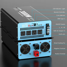 Load image into Gallery viewer, 2500W/3000W/4000W Power Inverter Pure Sine Wave DC 12V To AC 110V 120V with Remote Control and USB LCD Display For Vehicles RV
