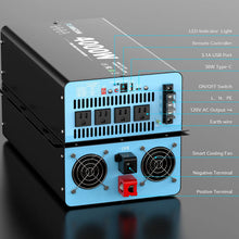 Load image into Gallery viewer, 2500W/3000W/4000W Power Inverter Pure Sine Wave DC 12V To AC 110V 120V with Remote Control and USB LCD Display For Vehicles RV
