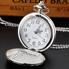 Load image into Gallery viewer, Luxury Silver Quartz Pocket Watch Fashion Necklace Pendant Chain Jewelry Gift Steampunk Clock for Men Women
