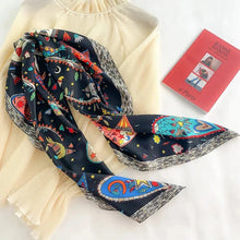 Load image into Gallery viewer, 90x90cm Square Silk-Feel Scarf – Luxury Women’s Shawl &amp; Head Wrap
