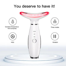 将图片加载到图库查看器，3 in 1 EMS Neck Face Beauty Device with Thermal Neck Lifting Vibration LED Facial Massager Double Chin Remover Skin Care Tool
