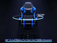 Load image into Gallery viewer, Gaming Chair with Footrest, PU Leather Video Game Chairs for Adults, Reclining Gamer Chair Office Desk Chair
