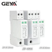 Load image into Gallery viewer, GEYA GSP9 Photovoltaic DC SPD 2P 600V 1000V 20KA~40KA Surge Protector Protective Device Lightning Protection Din Rail T1+T2
