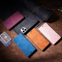 Load image into Gallery viewer, Wallet Skin Friendly Magnetic Flip With Card Slot Leather Case For iPhone 14 Pro Max 13 12 11 SE X XR XS Max Popular PU Leather Impact Resistant Built-In Magnet Card Holder Pockets Stand Function
