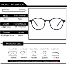 Load image into Gallery viewer, Ultralight Retro Round Glasses – TR90 Titanium Frame for Men &amp; Women
