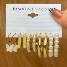 Load image into Gallery viewer, Gold Butterfly &amp; Heart Dangle Earrings Set – Acrylic Drop Jewelry for Women
