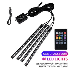 Load image into Gallery viewer, Neon LED Car Interior Ambient Light Kit – RGB Foot Strip Lighting with APP &amp; Remote Control, Music Sync Car Decor Lamp
