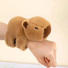 Load image into Gallery viewer, Kawaii Capybara Plush Slap Snap Wristband – Funny Kids Toy Bracelet
