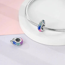 将图片加载到图库查看器，100% 925 Sterling Silver Rainbow Zircon Butterfly Dragon Silicone Stopper Charms - Colorful Beads for DIY Bracelets, Customizable Jewelry for All Occasions
