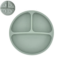 Load image into Gallery viewer, Silicone Baby Sucker Plate &amp; Rice Spoon Set Cute Cartoon Tableware
