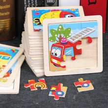 将图片加载到图库查看器，11cm/4.33in Kids Wooden Jigsaw Puzzle Games Cartoon Animal Vehicle Pattern Children Montessori Educational Toys
