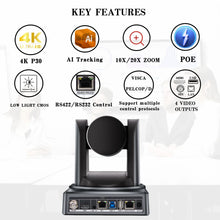 Load image into Gallery viewer, NDI/SDI 4K PTZ Camera 10X 20X zoom Video Conference Live Streaming HDMI USB IP POE 1080P for Church NetMeeting Broadcast Youtube
