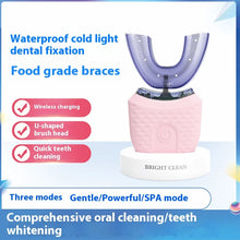 将图片加载到图库查看器，Electric U-Shaped Toothbrush for Adults - Soft-Bristles Teeth Whitening Kit, Oral Care with Auto-Timing &amp; 360° Gum Protection
