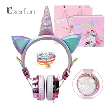 Load image into Gallery viewer, Cute Unicorn Headphones 3D Stereo Music Kids Headphones With Microphone Girls Cell Phone Children's Wired Headset Gamer Gift
