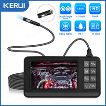 Load image into Gallery viewer, KERUI Dual&amp;Single Lens Endoscope Camera with 1080P 4.3" IPS Screen IP67 Waterproof Car Pipe Inspection Borescope 2600mAh
