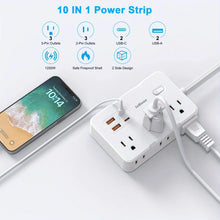 Load image into Gallery viewer, Ultra-Thin Surge Protector Power Strip — 6 Outlets + 4 USB Ports, 5ft Extension Cord | Flat Plug Wall Mount Adapter for Home &amp; Office
