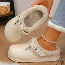 Load image into Gallery viewer, Winter Warm Fluffy Clogs Slippers Women Eva Waterproof Non Slip Home Slides Woman Lightweight Soft Sole Fuzzy Cotton Slippers
