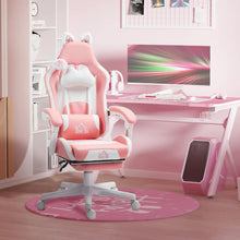 Load image into Gallery viewer, Gaming Chair with Cat Ears, Reclining Faux Leather Computer Chair with Footrest, Lumbar Support and Headrest, Height Adjustable
