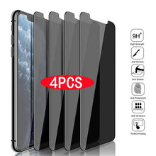 Load image into Gallery viewer, 4Pcs Anti-spy Glass on For IPhone 13 Pro MAX 12 Pro Max Mini XS XR X 11 7 8 Plus Privacy Screen Protectors Anti Glare Glass Easy Installation Frame Case Friendly Premium Tempered Glass Screen Protector for iPhone
